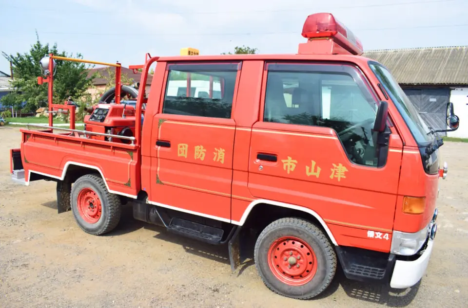 Small red fire engine donated from Tsuyama